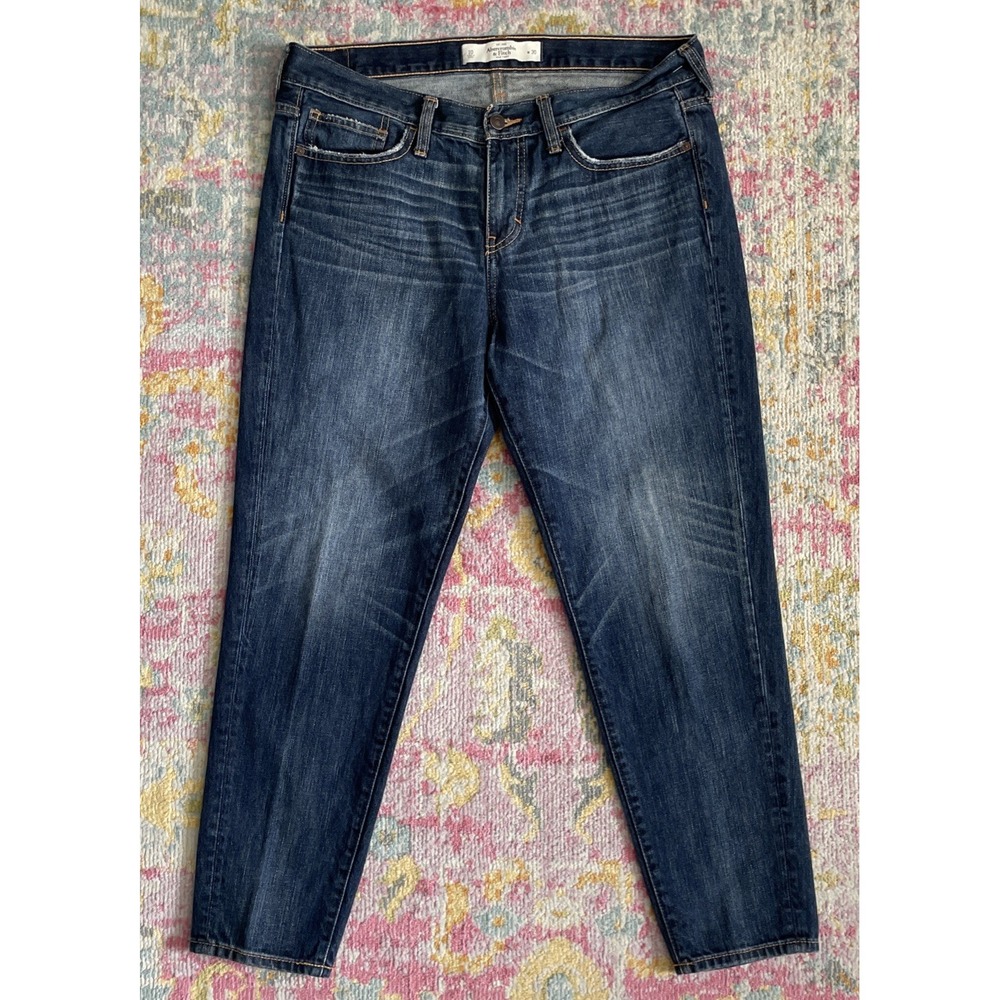 Women's Abercrombie & Fitch Ankle Jeans Size 10 Wave Pockets Dark Wash